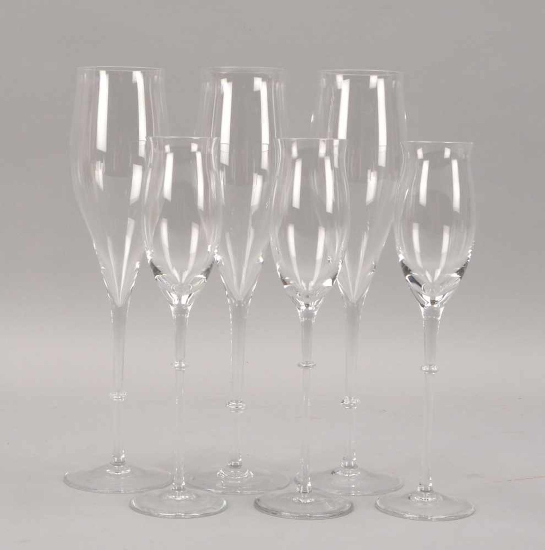 Rosenthal/Studio Line, Satz Sektgläser, klares Glas, in schlichter Form, 6 Stück; Höhe 28 cm