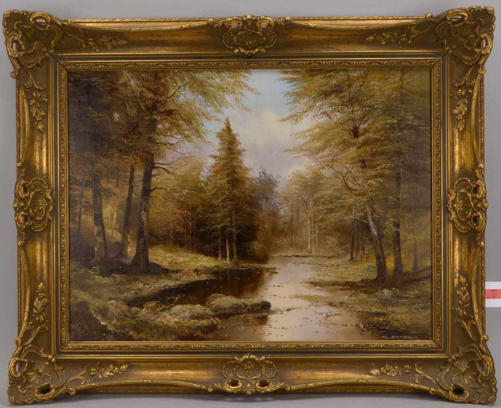 Schmidtler, M., 'Herbstwald mit Bachlauf', Öl/Lw, unten rechts signiert; Bildmaße 60 x 80 cm,
