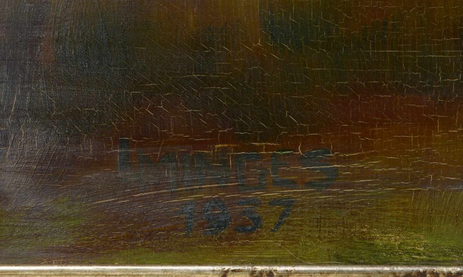 Gemälde, 'Herbstliche Stimmung bei Annweiler', Öl auf Holz/gerahmt, unten links unleserlich signiert - Bild 2 aus 2