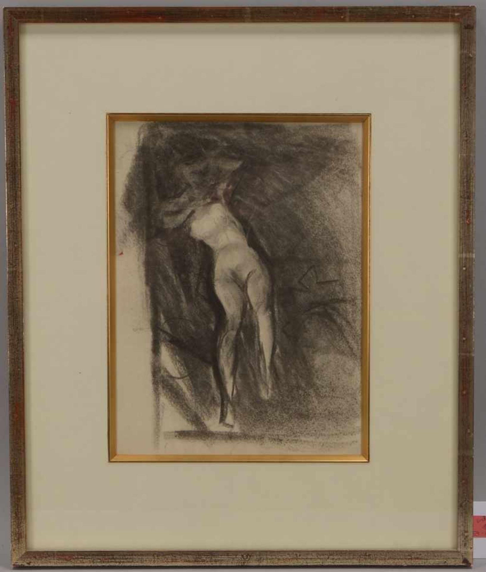 Schwarz-Waldegg (1889 Wien - 1942 Maly Trostinez/Minsk), 'Liegender weiblicher Akt', Kohlezeichnung,