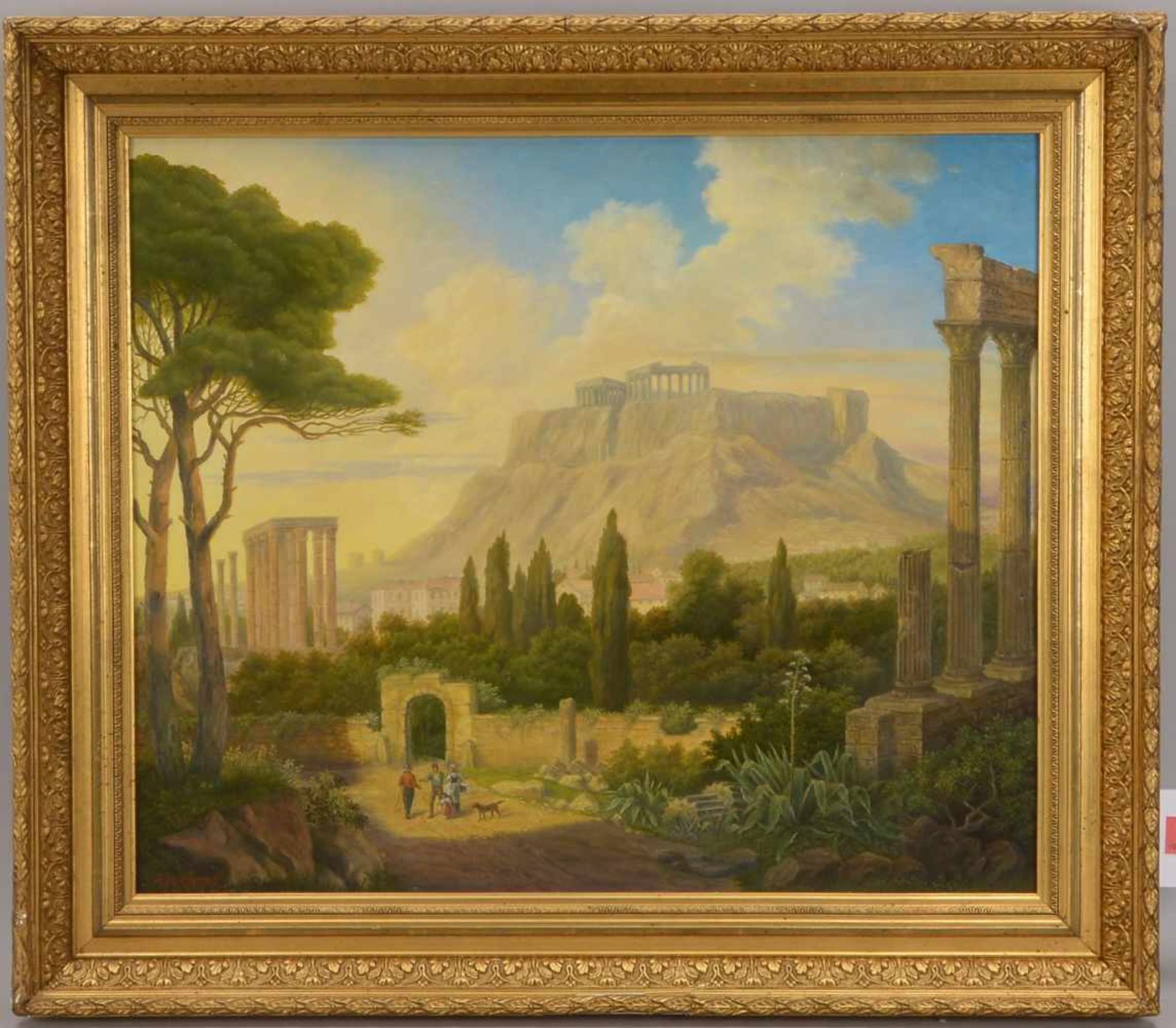 Richter, K., 'Blick über Athen und die Akropolis', Öl auf Malkarton/gerahmt, unten links signiert;