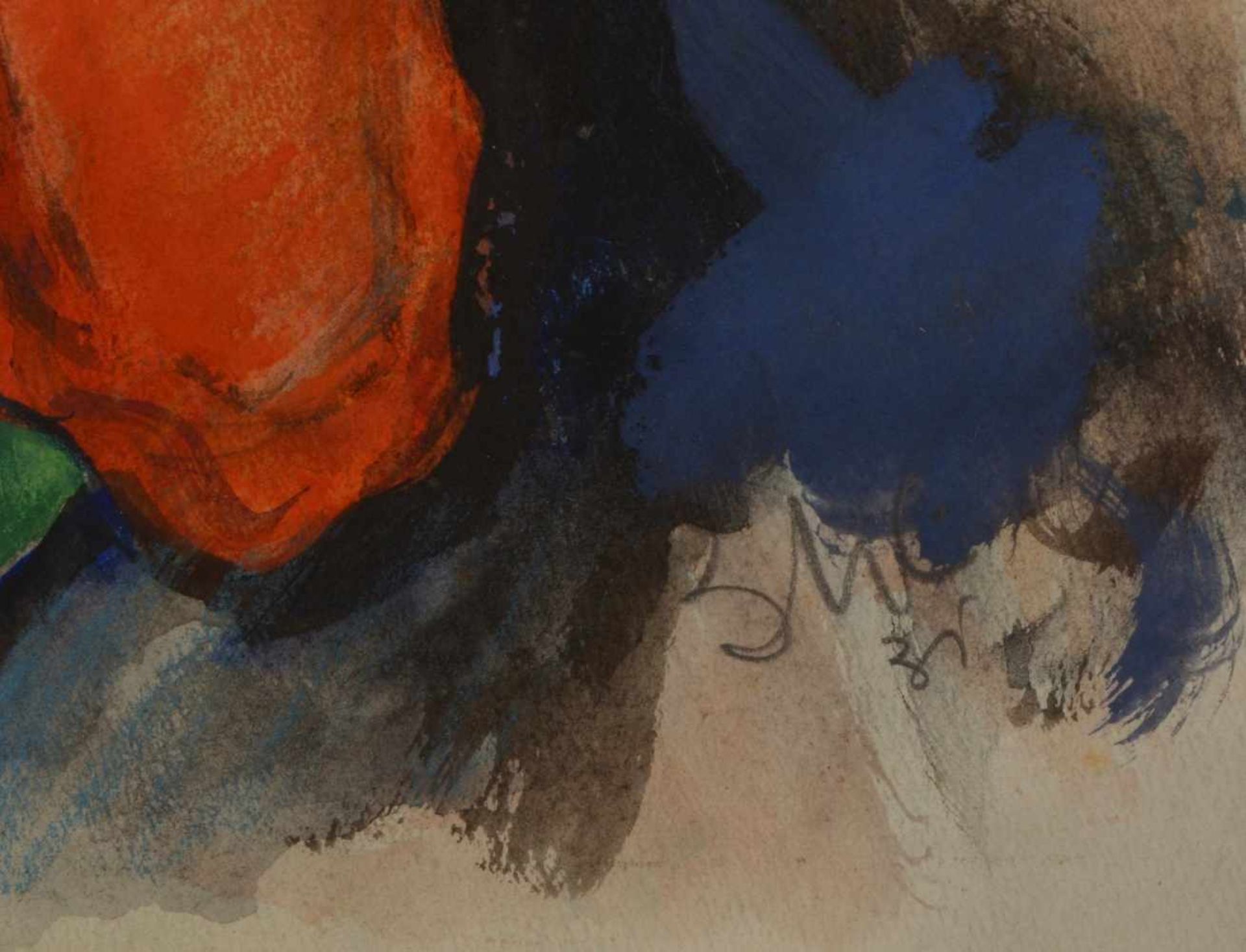 Nowak-Cavon, Bernhard (1904 - 1985), 'Theaterszene', Aquarell/Zeichnung, signiert, ungerahmt; - Bild 2 aus 2