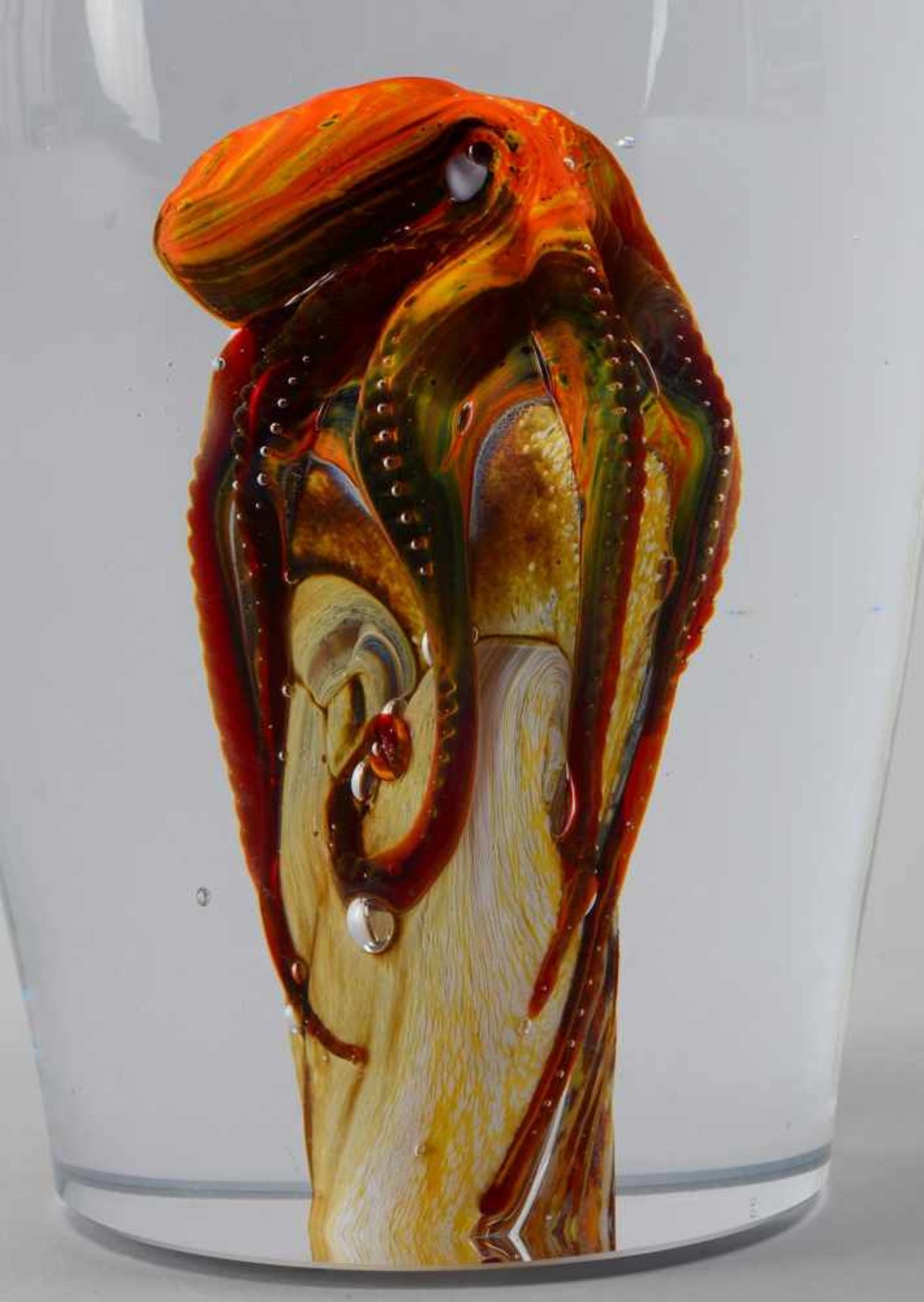 Glasskulptur/Glasobjekt "Tintenfisch/Octopus/Polpo", signiert, Höhe: ca. 21 cm, Ø: ca. 13 cm - Bild 2 aus 4