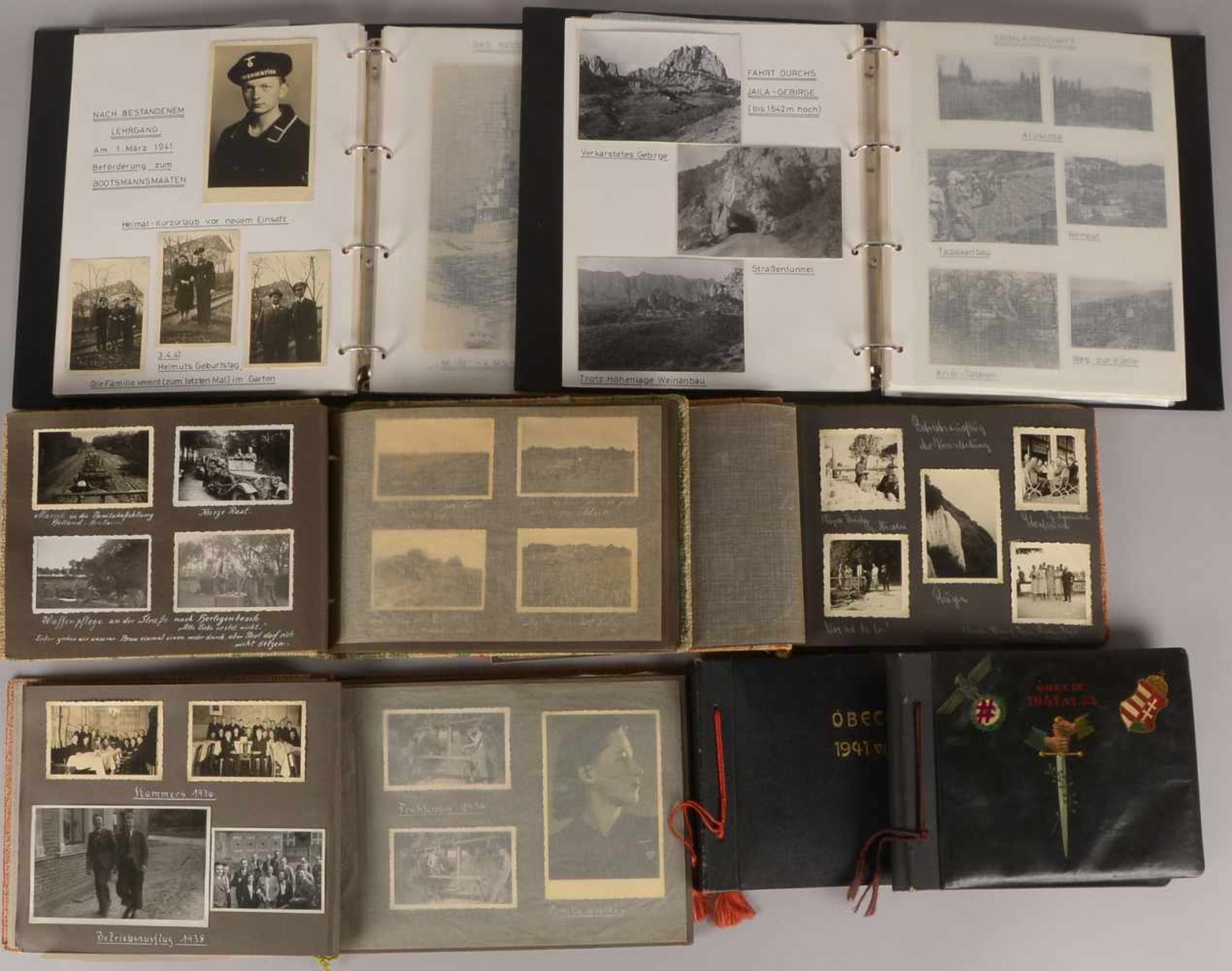 Fotoalben-Sammlung (III. Reich): Schwarz-Weiß-Aufnahmen, unterschiedliche Formate, in 7x Alben
