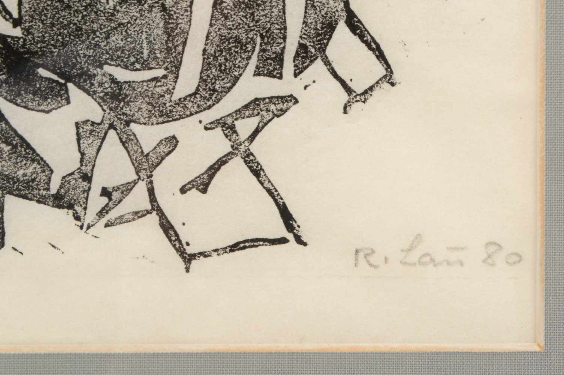 Lau, Reinhard, 'Männergruppe', Holzschnitt, unten rechts signiert und datiert (19)'80', unter - Bild 2 aus 2