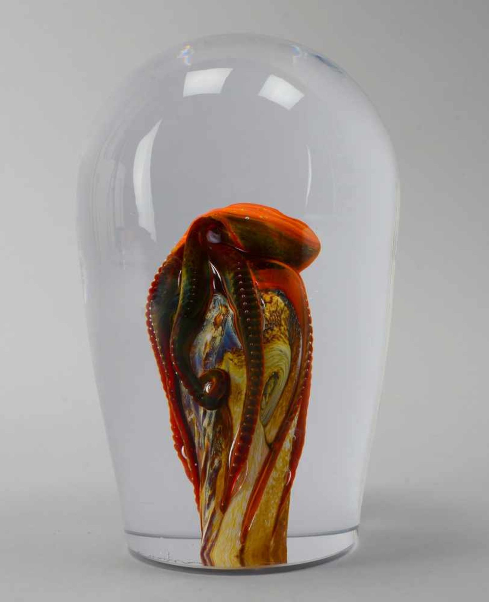 Glasskulptur/Glasobjekt "Tintenfisch/Octopus/Polpo", signiert, Höhe: ca. 21 cm, Ø: ca. 13 cm - Bild 3 aus 4