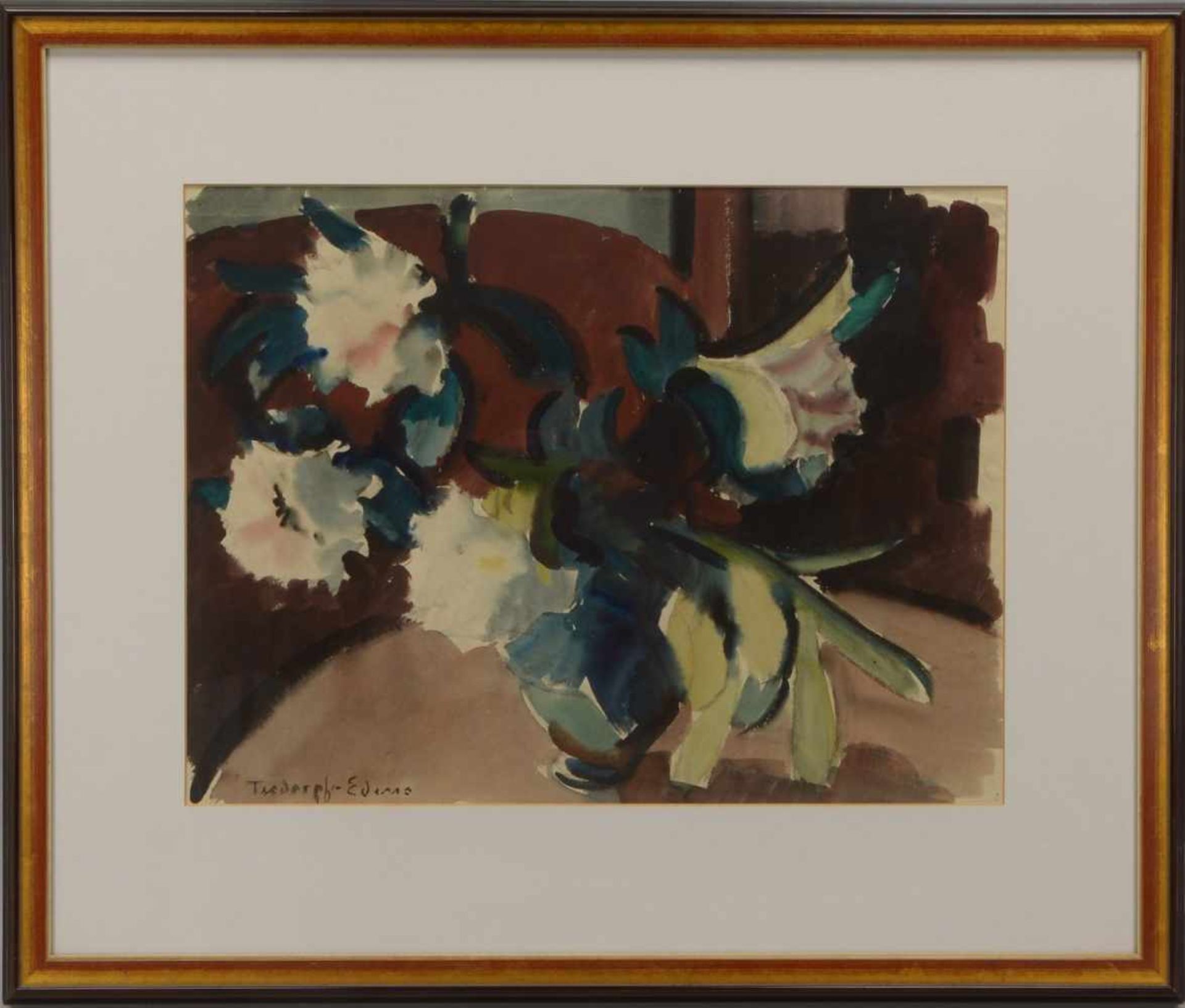 Tesdorpf-Edens, Ilse (1892 - 1966, Hamburg), 'Blumenstillleben', Aquarell, unten links signiert,