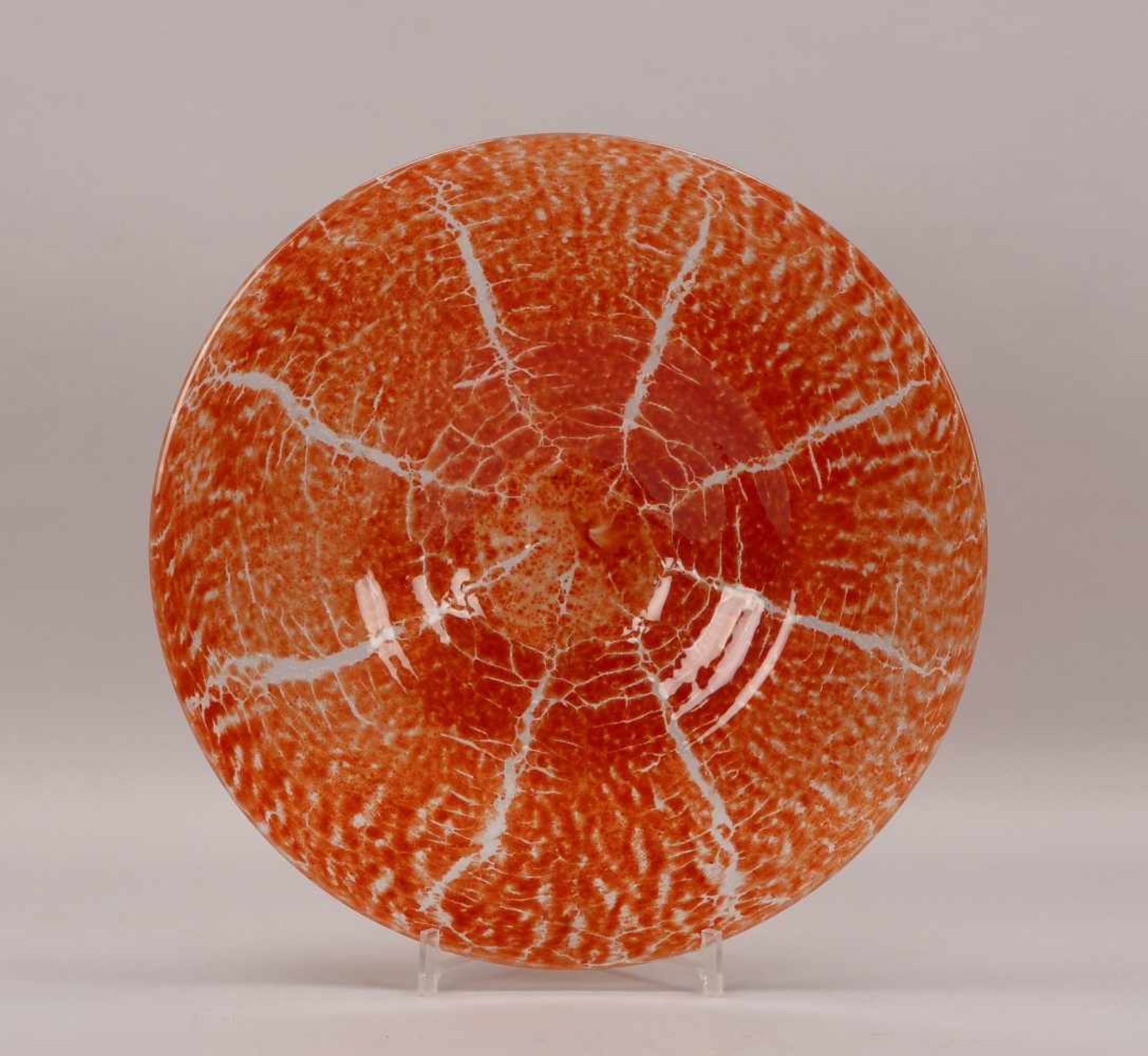 WMF-Ikora, Glasschale, mit orangefarbenem Unterfang; Durchmesser Ø 40 cm """"