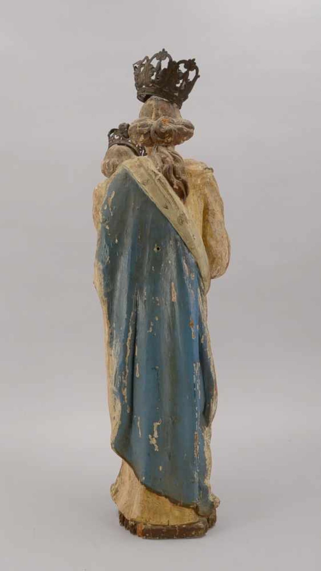 Holzskulptur, 'Marienfigur', alt, Holz farbig gefasst (Darstellung der Maria mit dem Jesuskind), - Bild 3 aus 3