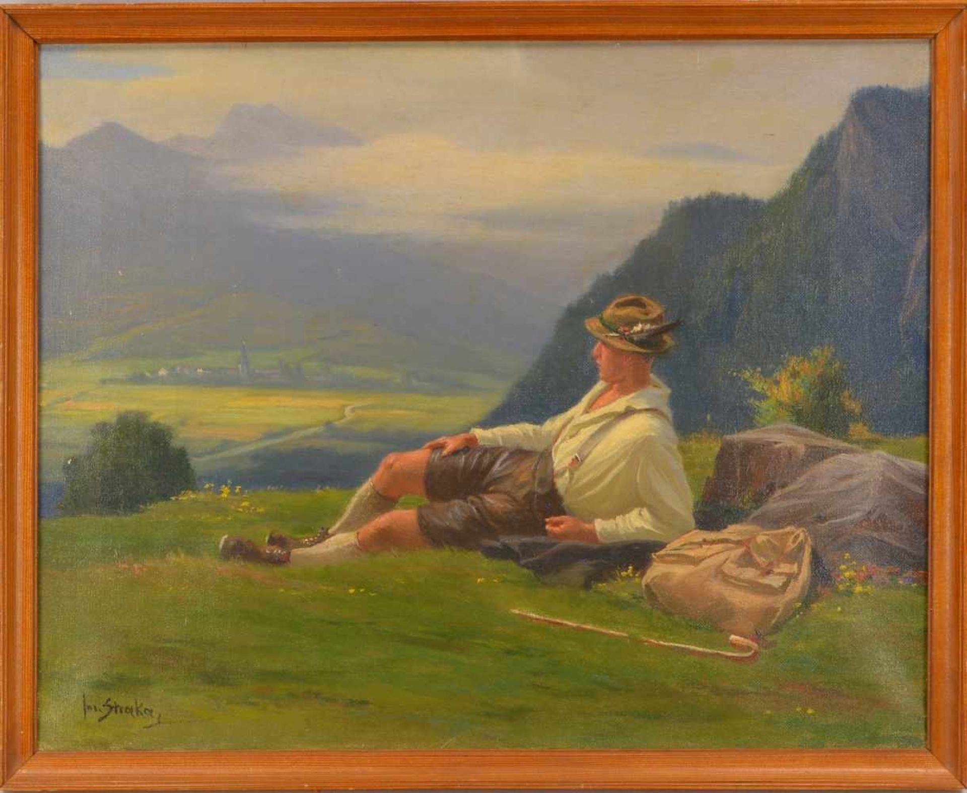 Straka, Josef (1864 Saar/Mähren - 1946 Wien), 'Rast auf der Alm', Öl/Lw, unten links signiert;