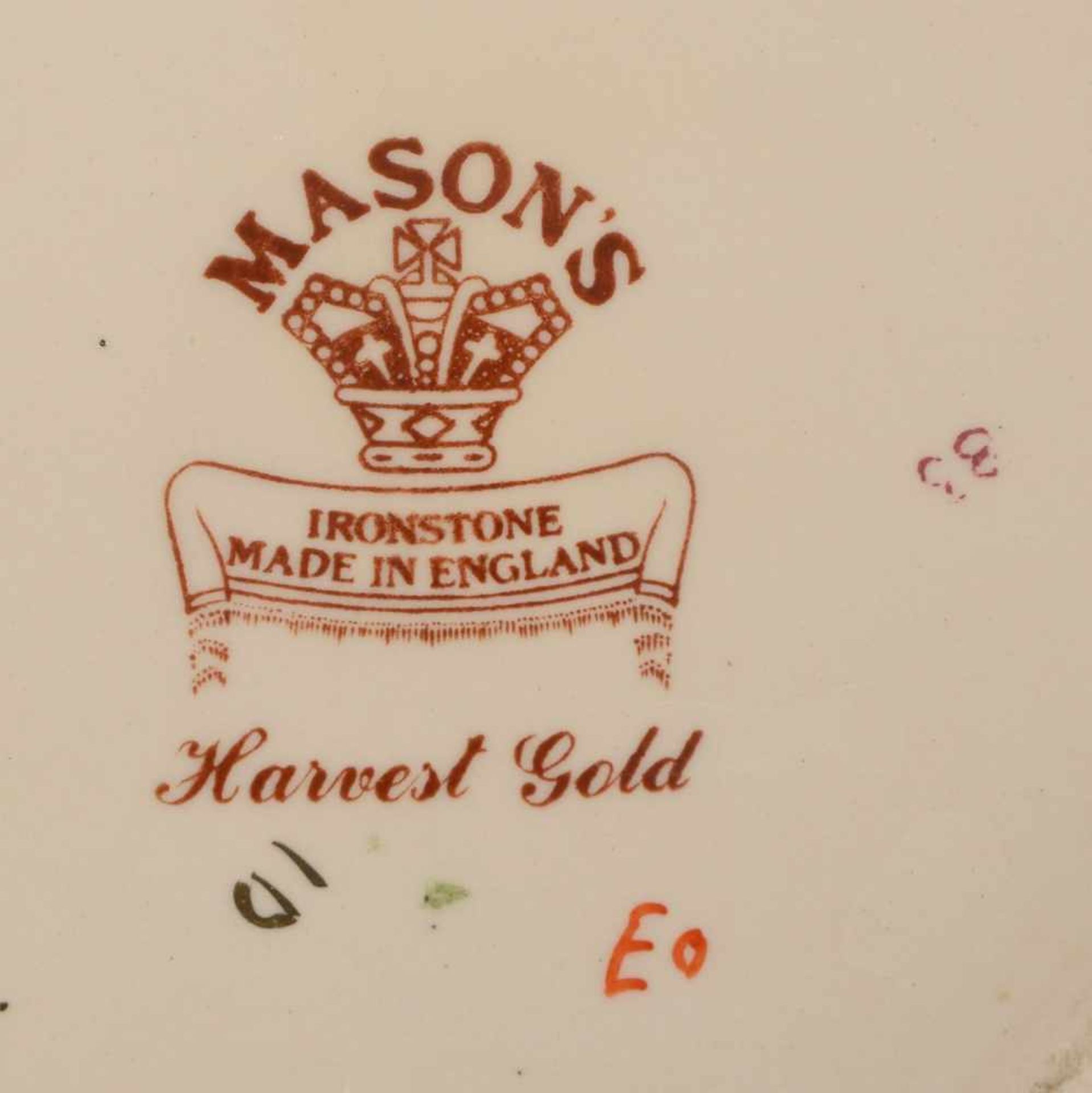 Mason's Ironstone/England, Whiskey-Wasserkrug/Eiskrug, 'Harvest Gold', mit Malerzeichen; Höhe 14 cm - Bild 2 aus 2