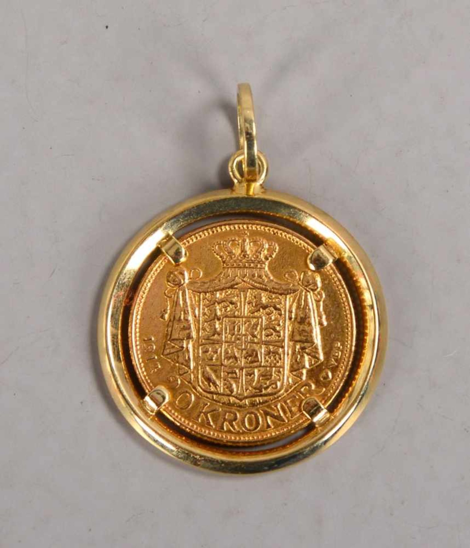 Goldmünze (Dänemark), 900/1.000 Gold, '20 Kronen - 1914 VBP' mit Portrait 'Christian X', Münze mit - Bild 2 aus 2
