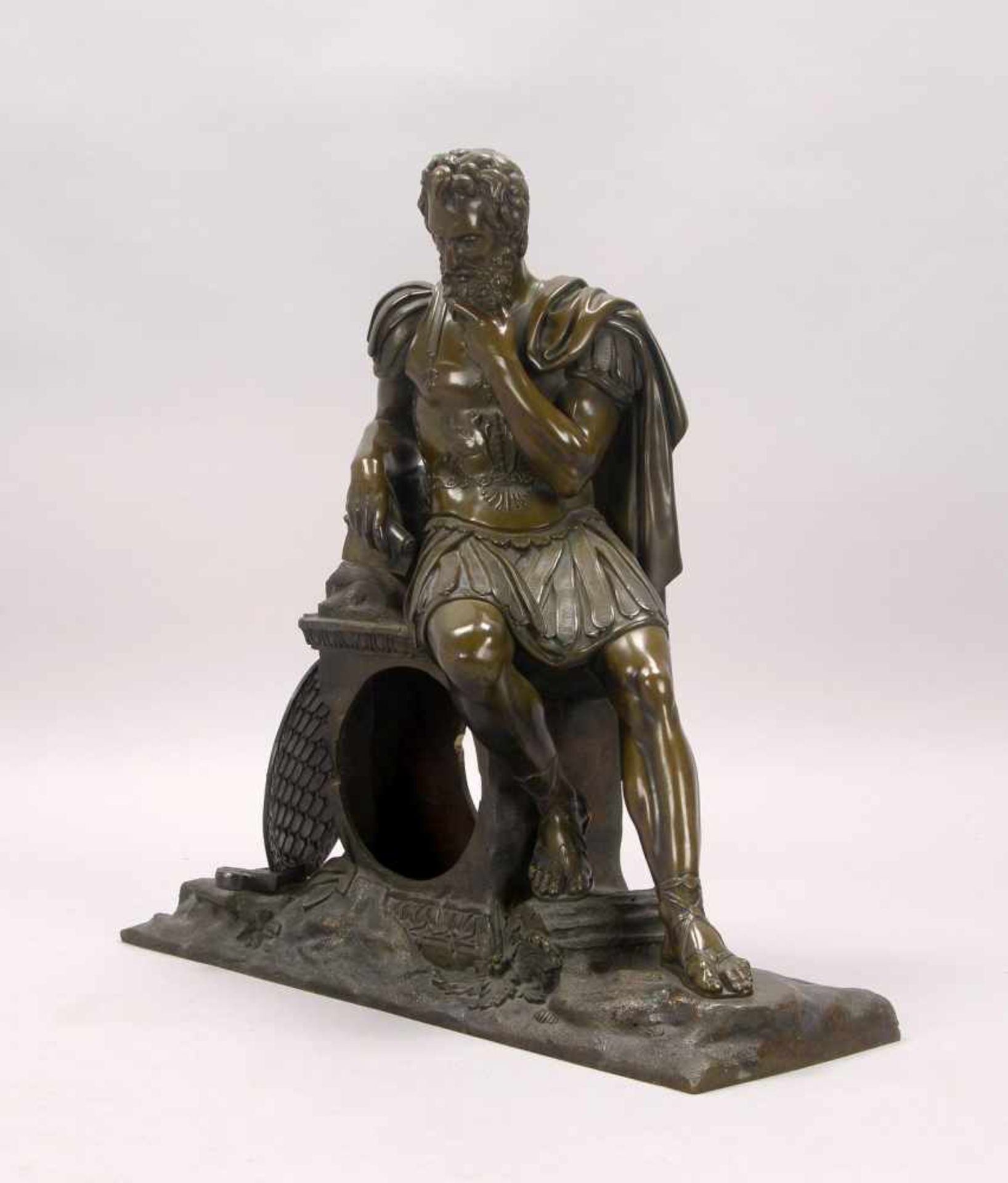 Bronzeskulptur (wohl Frankreich - vormals Uhrenträger für Dosenuhren), 'Krieger in römischer