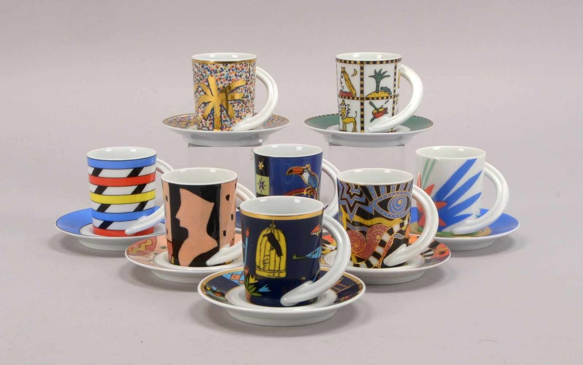 Rosenthal, Konvolut Porzellan-Sammeltassen, unterschiedliche Künstlermotive, 8 Stück - Bild 2 aus 3