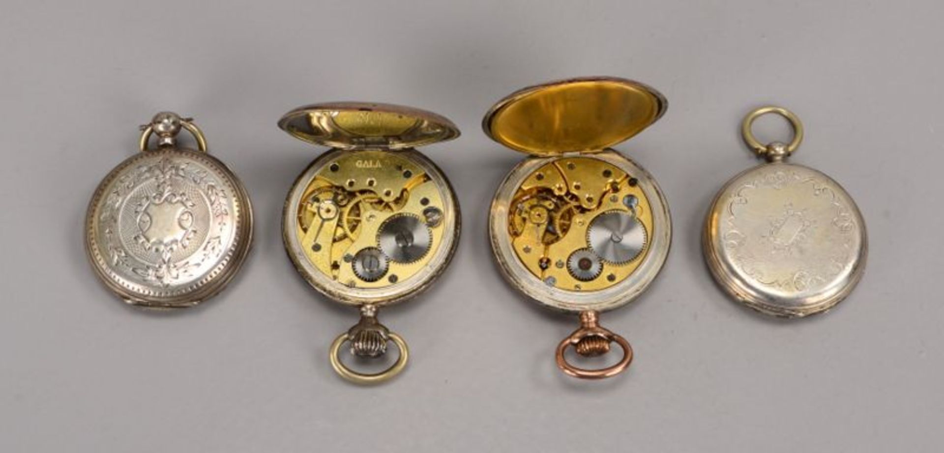 Kleines Taschenuhren-Konvolut, 4 Stück/davon 2x Silber, Funktion jeweils ungeprüft (teils mit - Bild 2 aus 3