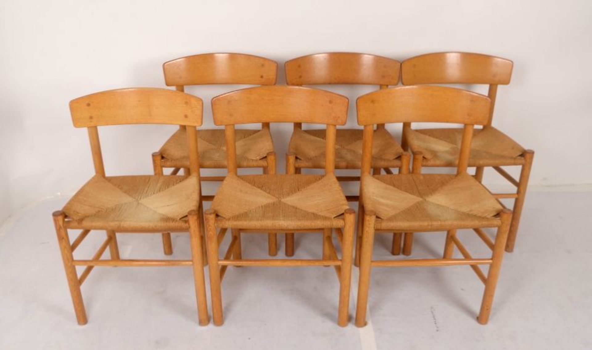 F.D.B. Møbler/Dänemark, Satz 'Shaker'-Stühle, Modell 'J39', Eichengestell/Sitz aus Papiergarn- - Bild 2 aus 3