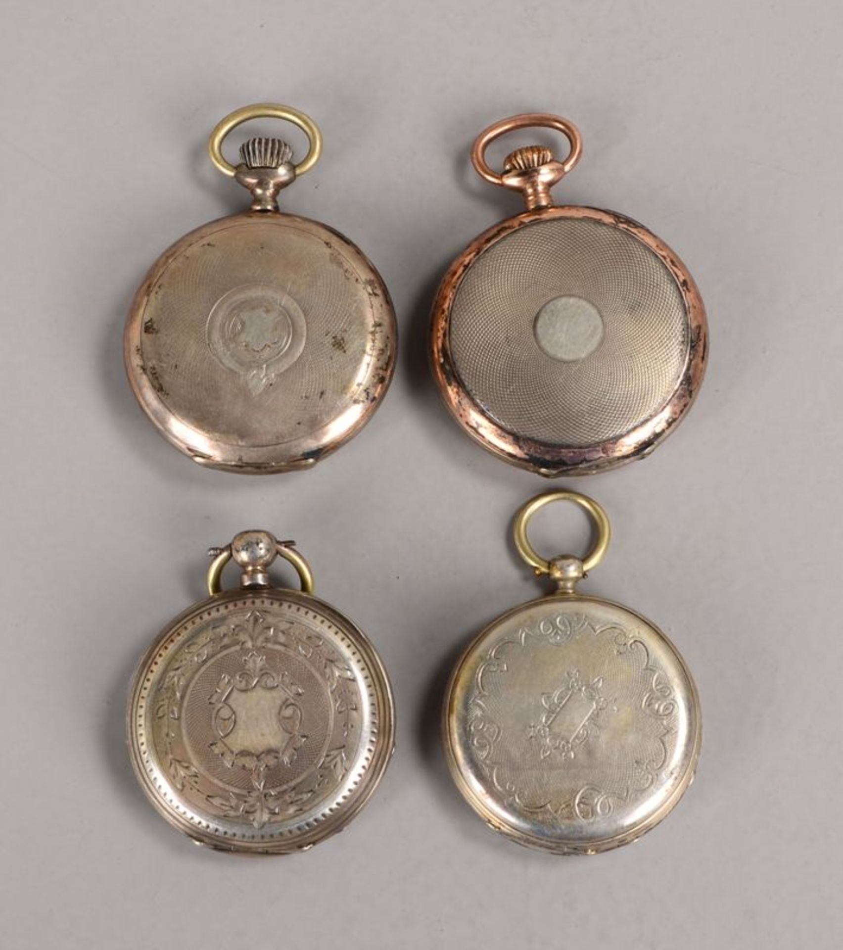 Kleines Taschenuhren-Konvolut, 4 Stück/davon 2x Silber, Funktion jeweils ungeprüft (teils mit - Bild 3 aus 3