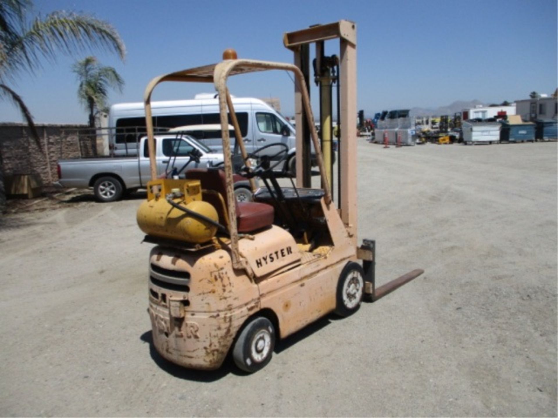 Hyster Warehouse Forklift, 4-Cyl LP Gas, Single Stage Mast, 4' Forks, Canopy, Solid Rubber Tires, - Image 9 of 27