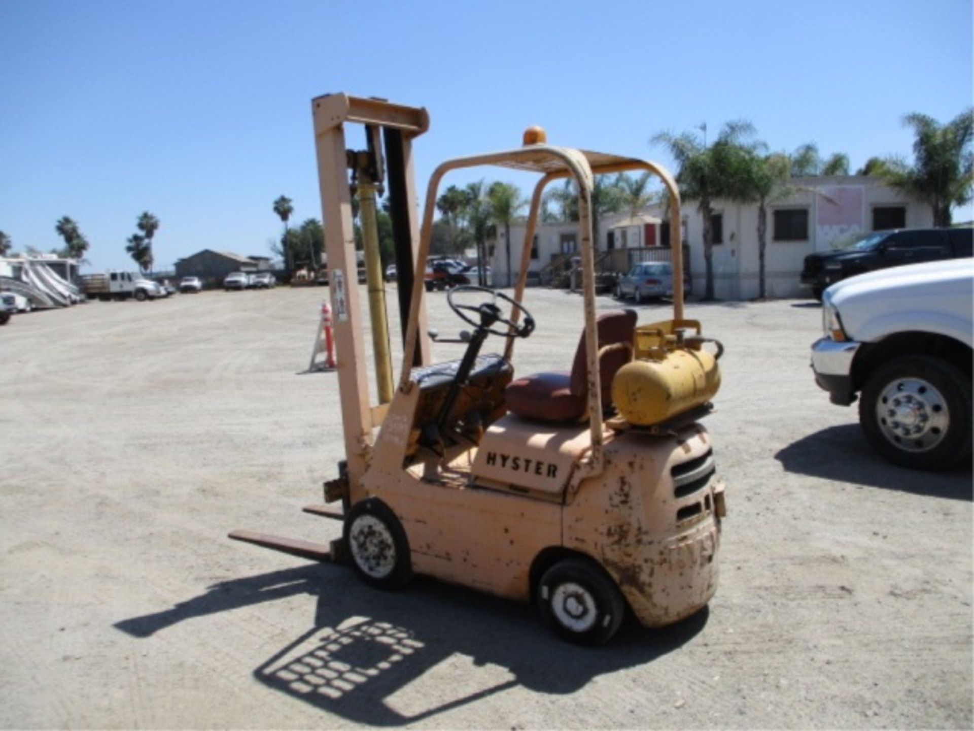 Hyster Warehouse Forklift, 4-Cyl LP Gas, Single Stage Mast, 4' Forks, Canopy, Solid Rubber Tires, - Image 10 of 27