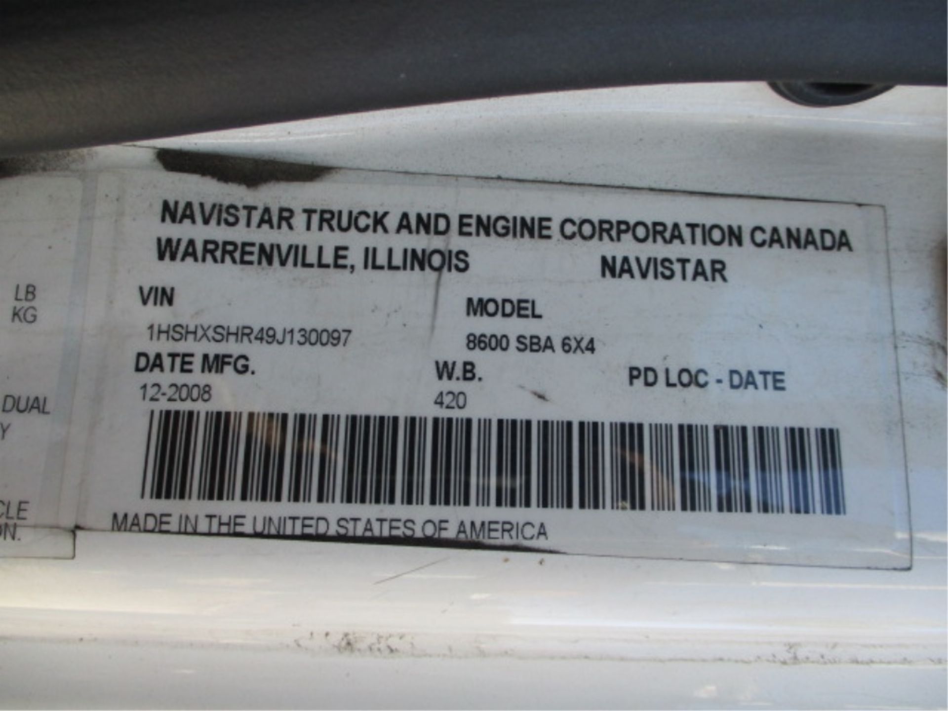 2009 International 8600 T/A Truck Tractor, 10.9L 6-Cyl Diesel, Eaton Fuller 10-Speed, Sliding 5th - Image 52 of 56