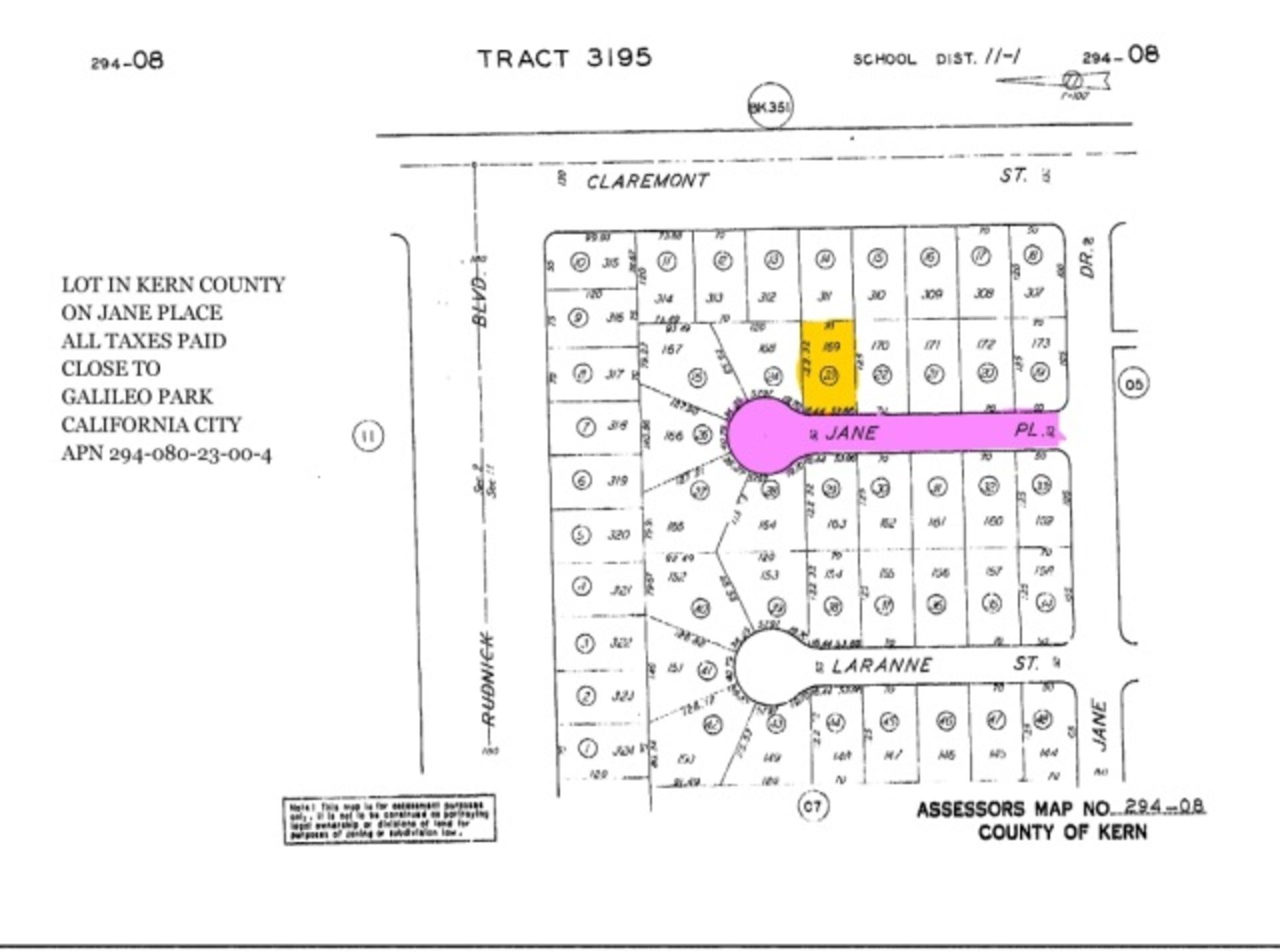 Lot In Kern County California, Located On Jane Place, Close To Galileo Park California City, Legal - Image 2 of 5