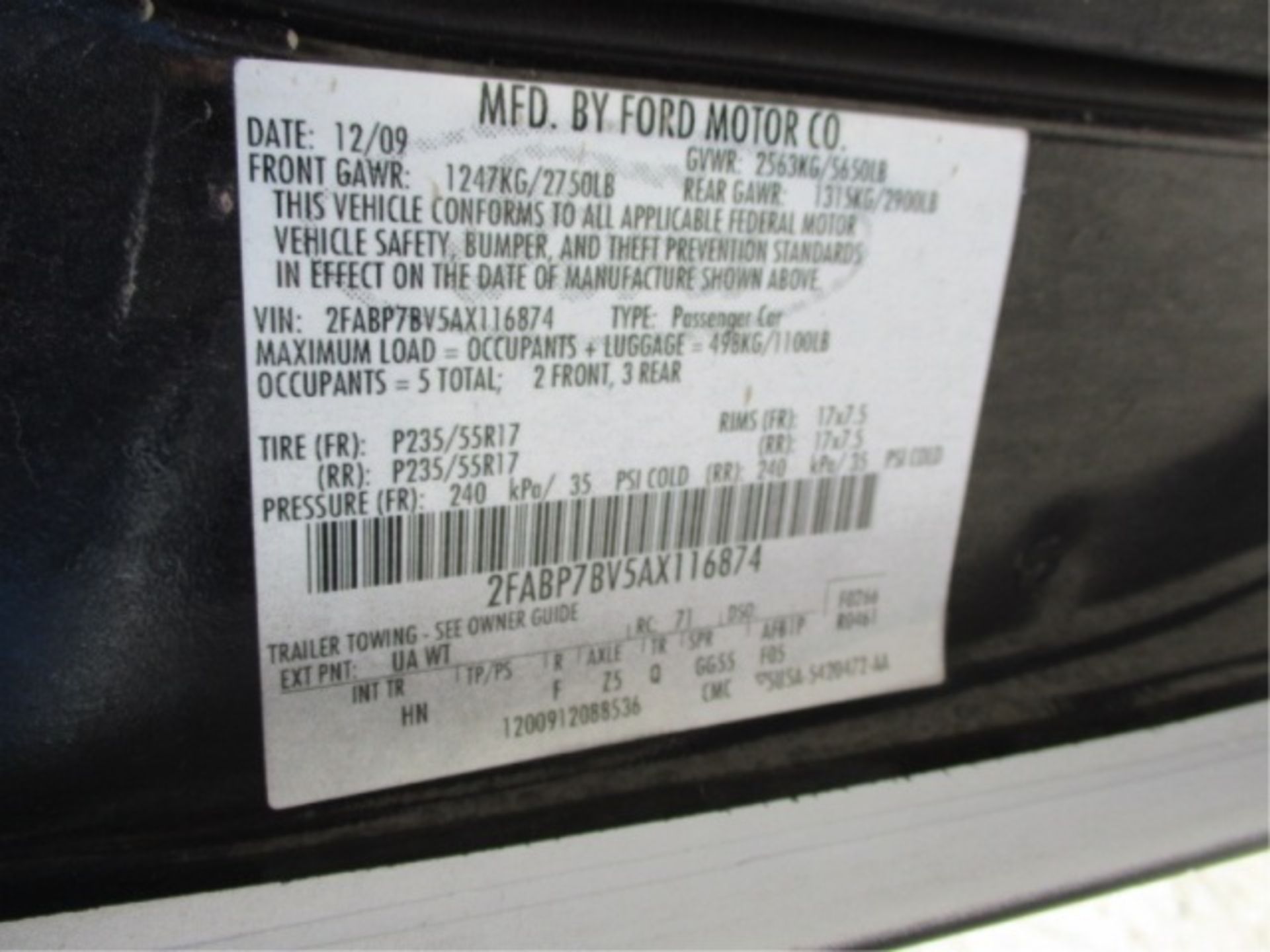 2010 Ford Crown Victoria Sedan, 4.6L V8 Flex Fuel, Automatic, S/N: 2FABP7BV4AX116882, **NOTE: DEALER - Image 29 of 33