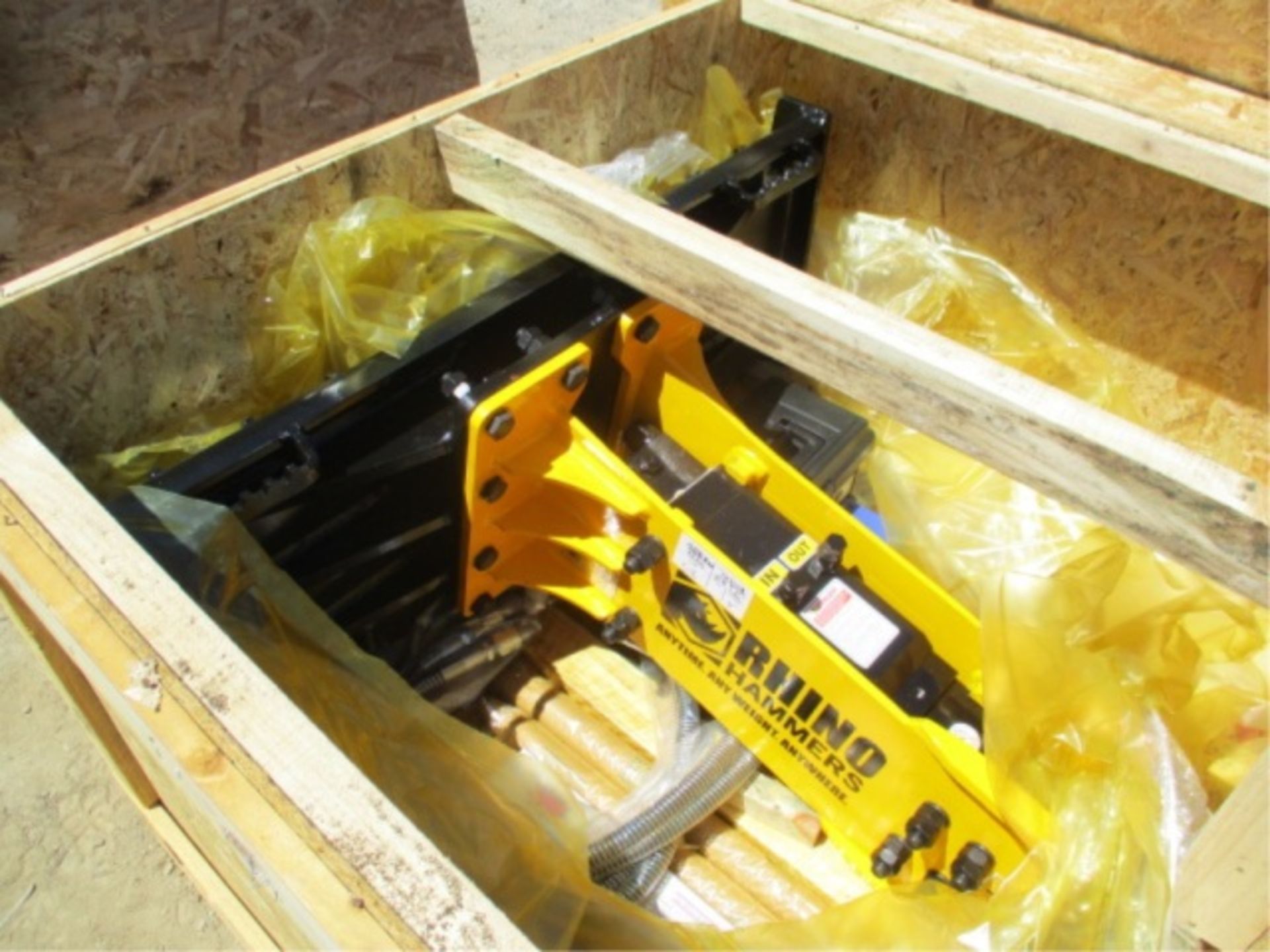 Unused Rhino RH-53 Hydraulic Breaker, Fits Skid Steer Loader, 2-Points, Charging Tank, Grease Gun, - Image 3 of 36