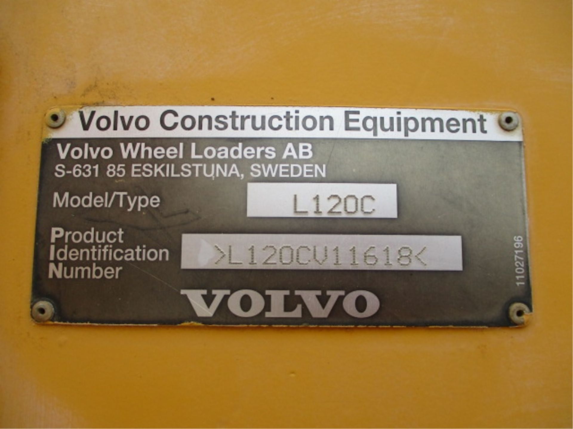 Volvo L120C Wheel Loader, Diesel, 4-Speed, GP Bucket, Q/C, Cab W/AC, 23.5 x 25 Tires, S/N: - Image 27 of 30