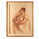 FRANCISCO ZUNIGA DRAWING, MOTHER AND CHILD, SIGNED