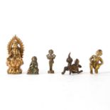 18TH - 19TH C. HINDU BRONZE FIGURINES, SET OF 5