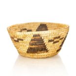 NATIVE AMERICAN TRIBAL BASKET BOWL, MOUNTAINS & CLOUDS