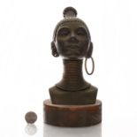 BRONZE BUST OF AN AFRICAN ZULU WOMAN