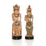 2 INDONESIAN WOOD STATUE GODDESSES