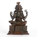 LARGE BRONZE GANESHA STATUE SITTING IN FULL LOTUS