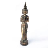 TALL HINDU ASIAN WOODEN STATUE OF WOMAN GODDESS