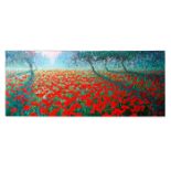 TARAS LOBODA OIL ON CANVAS PAINTING, POPPY FIELD