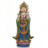 MONUMENTAL ASIAN PORCELAIN BODHISATTVA FIGURE GUAN YIN