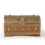 GOLD PLATED JEWELRY CHEST WITH RAISED DESIGN