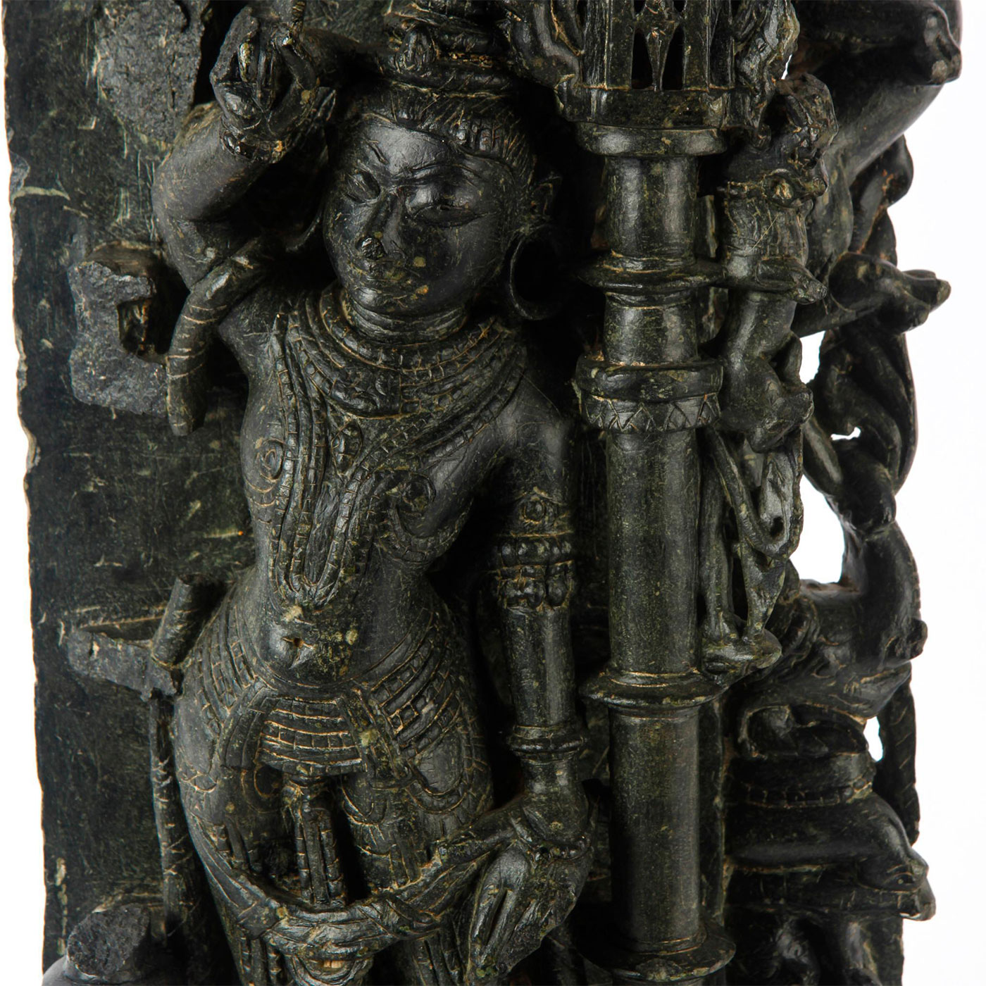 10TH C. INDIAN BLACK STONE TEMPLE FACADE, PALA DYNASTY - Image 7 of 11