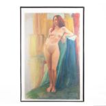 VINTAGE PAINTING, NUDE WOMAN STANDING