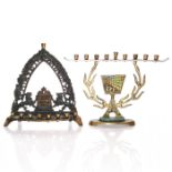 PAIR, 20TH CENTURY ISRAELI BRONZE MENORAHS