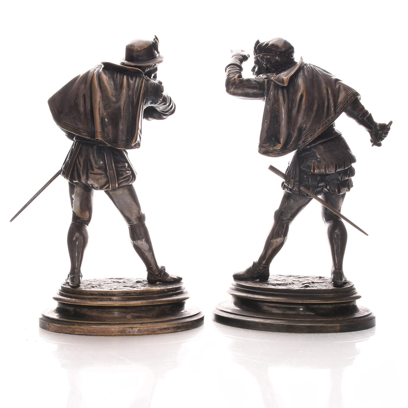 PAIR, EMILE GUILLEMIN SILVERED BRONZE SCULPTURES - Image 2 of 4