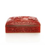 CHINESE CARVED CINNABAR BOX