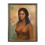 VINTAGE PORTRAIT PAINTING, NUDE WOMAN, SIGNED