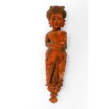 17TH C. TEAKWOOD FIGURE, RAJASTHAN PALACE GUARD