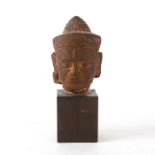 14TH CENTURY KHMER STONE SHIVA HEAD SCULPTURE