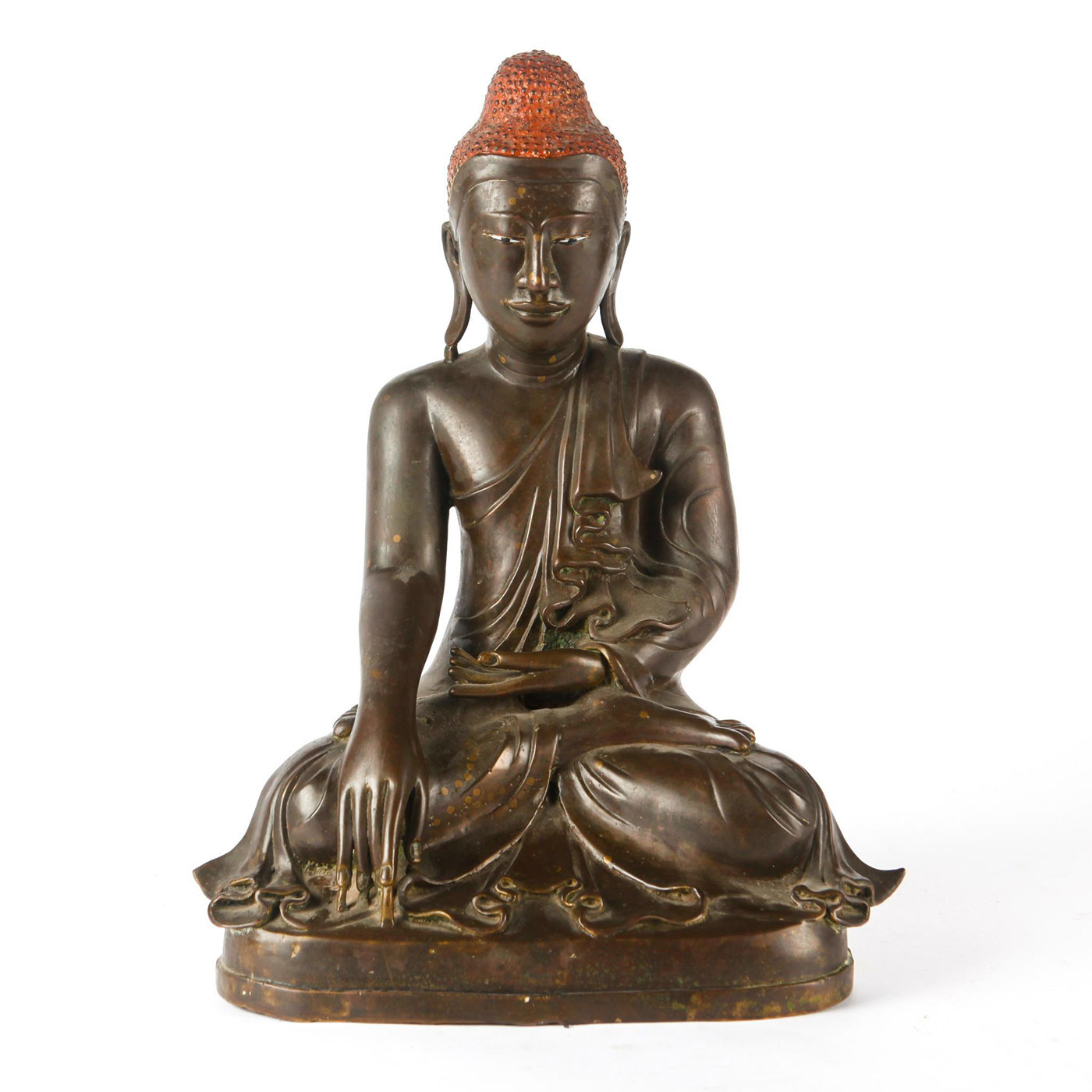 LARGE 19TH C. BURMESE MANDALAY BRONZE BUDDHA