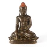 LARGE 19TH C. BURMESE MANDALAY BRONZE BUDDHA