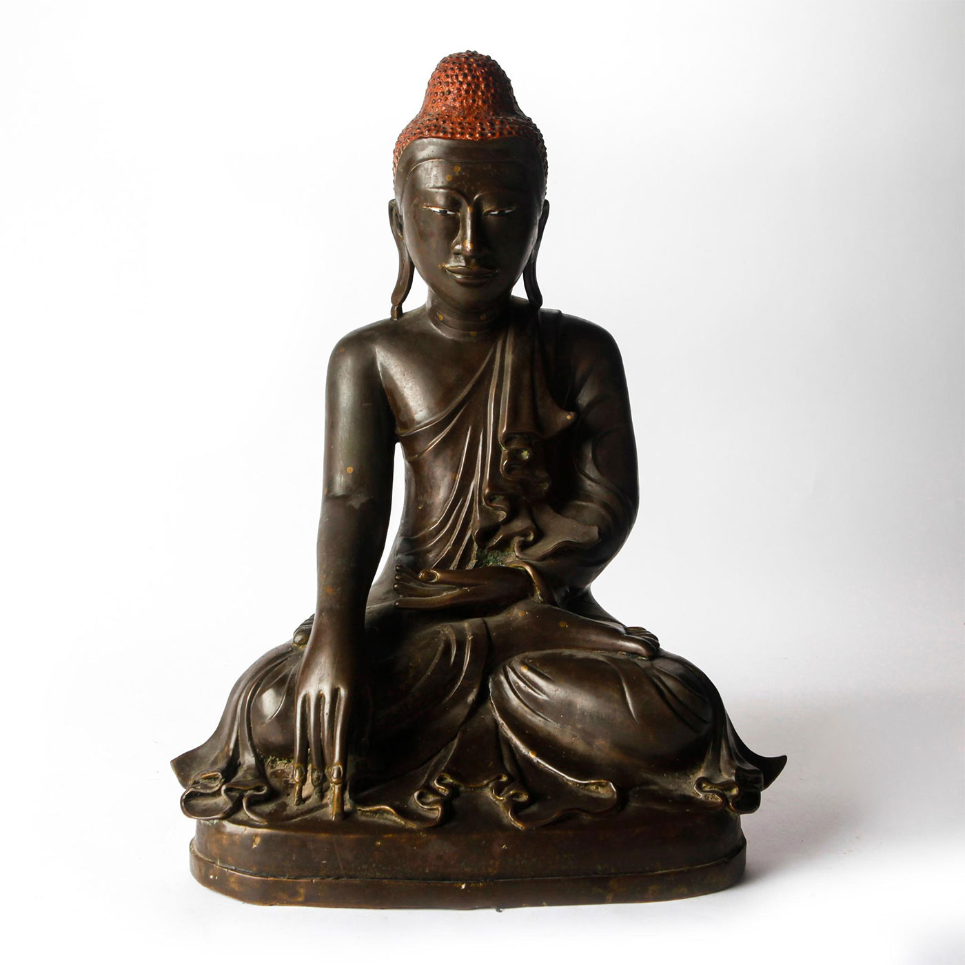 LARGE 19TH C. BURMESE MANDALAY BRONZE BUDDHA - Image 2 of 9