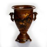 JAPANESE MEIJI PERIOD HO-BIRD HANDLED MIXED METAL VASE